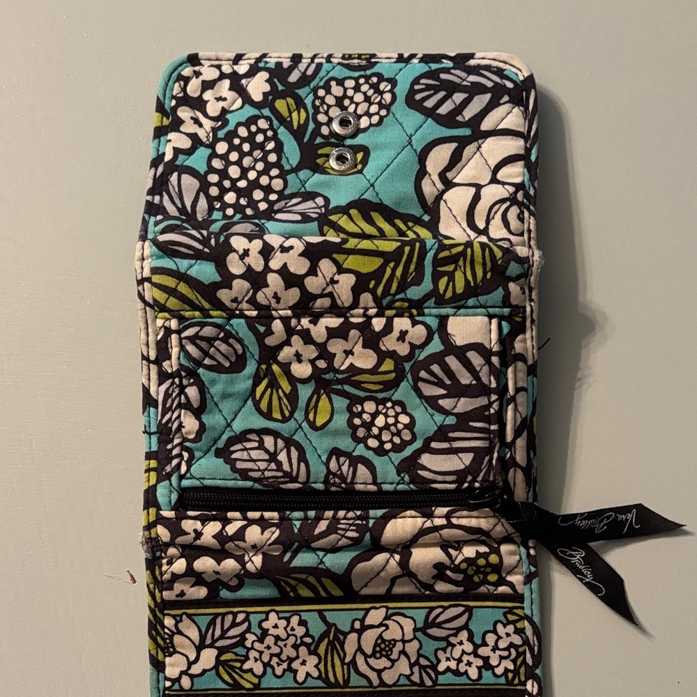 Vera Bradley Floral Quilted Wallet with Blue and Green Accents